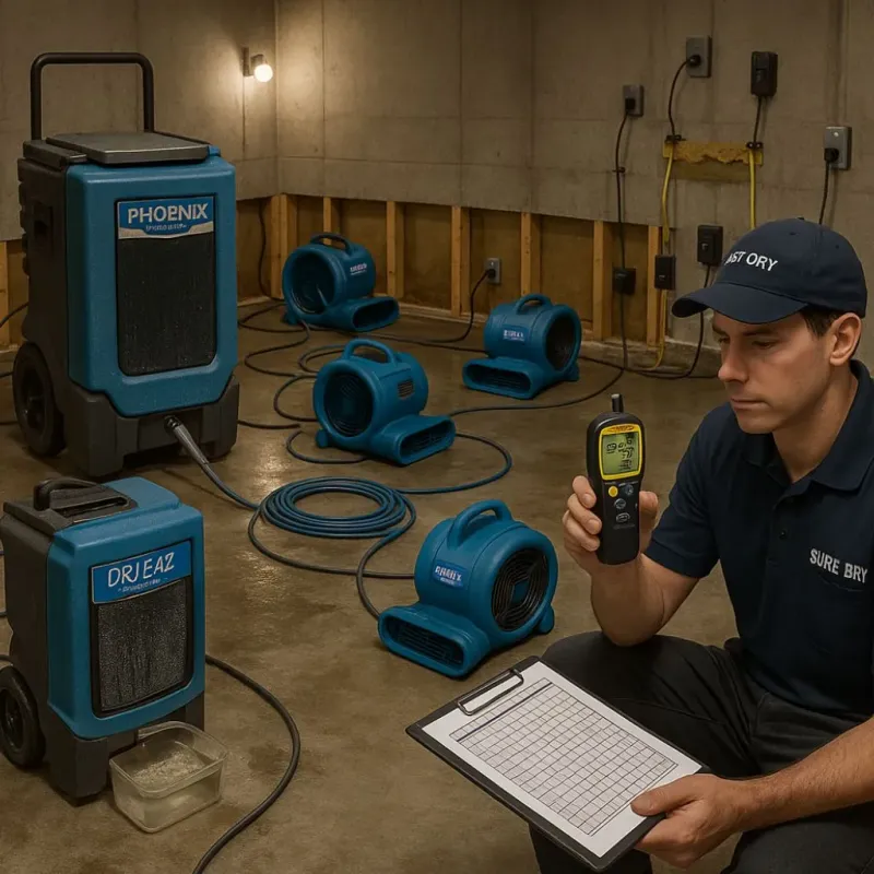 Structural Drying and Dehumidification process in Thermalito, CA